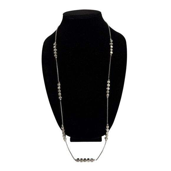 NWT Brighton Mayan Silver Tone Long Necklace With Decorative Beads Adjustable - Picture 1 of 12